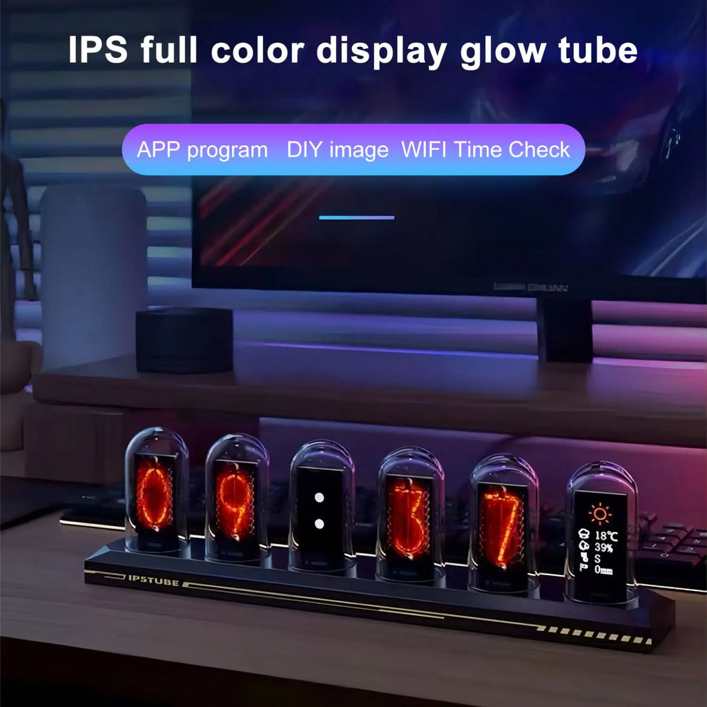 Smart RGB Nixie Tube Clock Night Light With Bluetooth APP DIY Digital Analog Glow Desktop Decoration Light For Gaming Home Decor Zpaxo