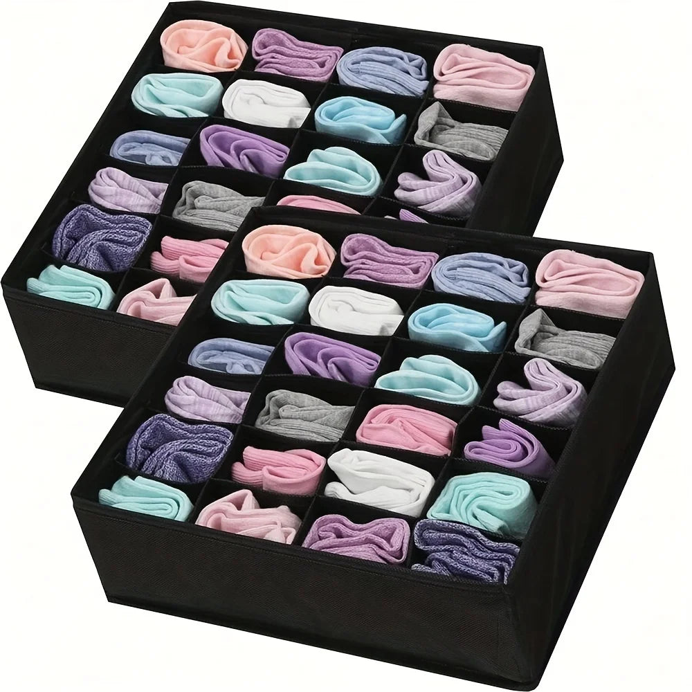 24-Cell Foldable Drawer Organizer Tension Mount Moisture-proof