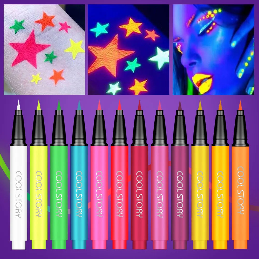 Eyeliner Pencil Eyeshadow Pen Fluorescent UV Glow Neon Body Paint Zpaxo