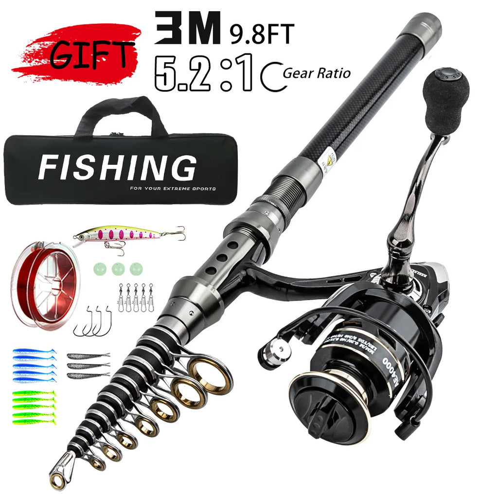 Telescopic Lure Fishing Rod Set – Baitcasting Sea & Lake Rod