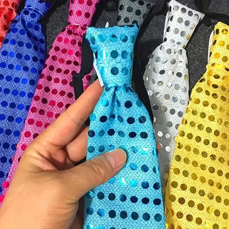 LED Light Up Tie Flashing Necktie Men Sequin Glow Dark Party Supplies