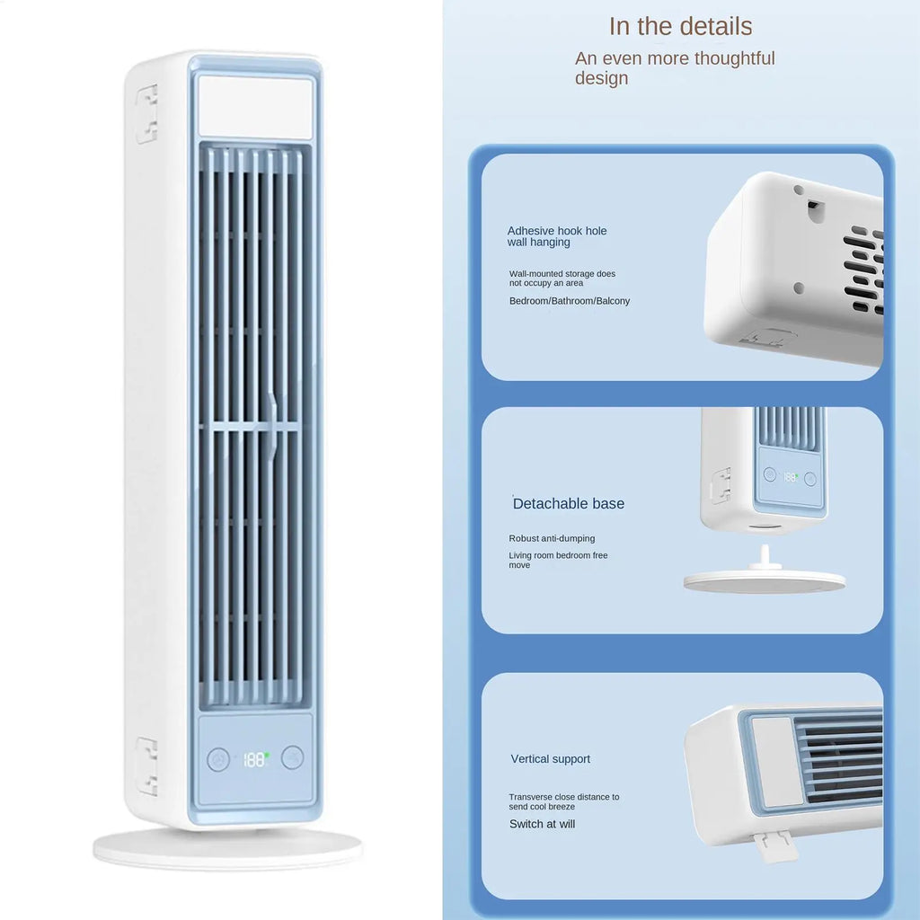 LED Tower Fan Remote Control USB Charging Oscillating Bladeless Wall
