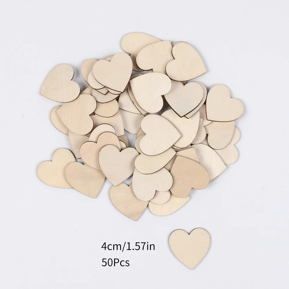 50/100/200Pcs Unfinished Wooden Hearts for Crafts 1-6cm Heart Blank Wood Ornaments Birthday Wedding Party Christmas Decor Zpaxo 4cm 50pcs