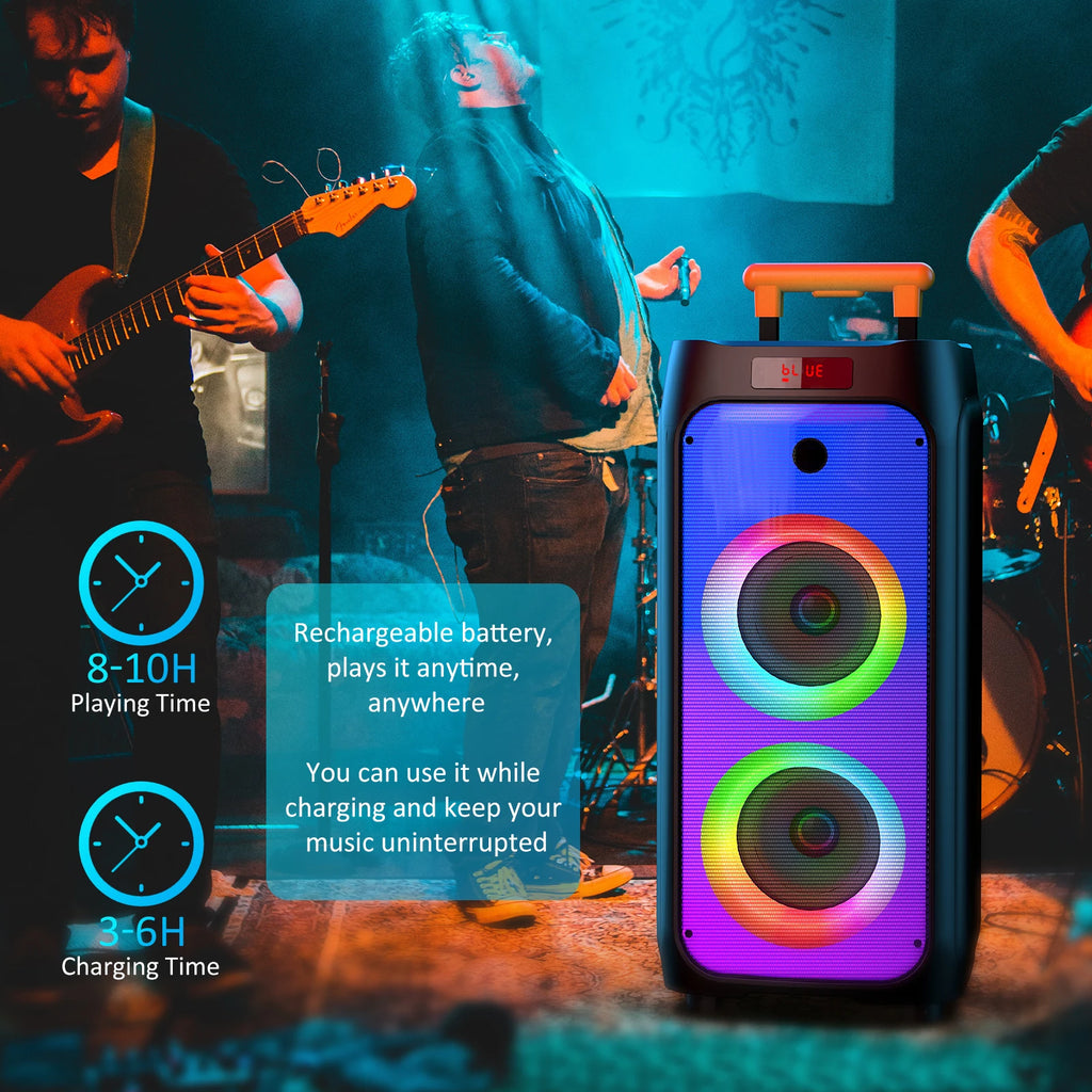 T8 Karaoke System 2 Wireless Microphones Large Bluetooth Speaker Zpaxo