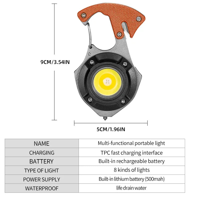 ESMARTER COB Keychain Flashlight – Rechargeable Mini Work Light