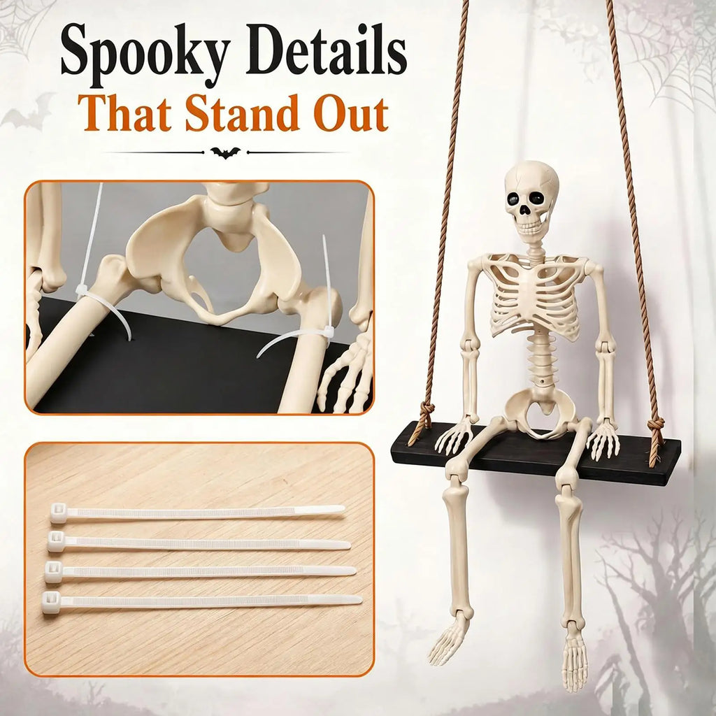 Halloween Swinging Skeleton Outdoor Halloween Spooky Decor Patio Hanging Decorations for Outdoor Garden Yard Courtyard Porch Zpaxo