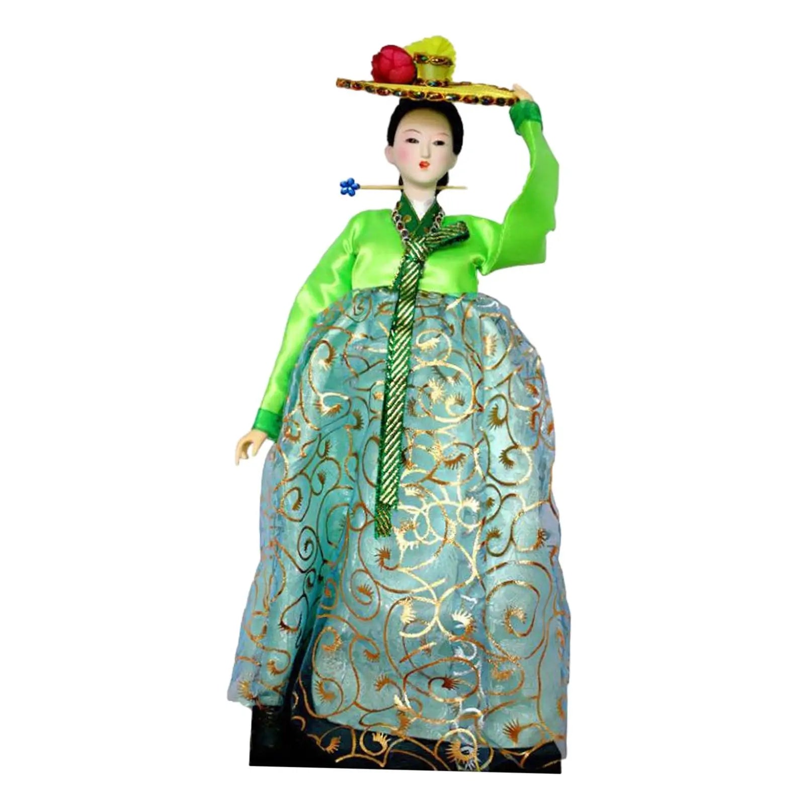 Korean Hanbok Doll Figurine – 12" Resin Collectible Statue Decorative Figurine Zpaxo Style I