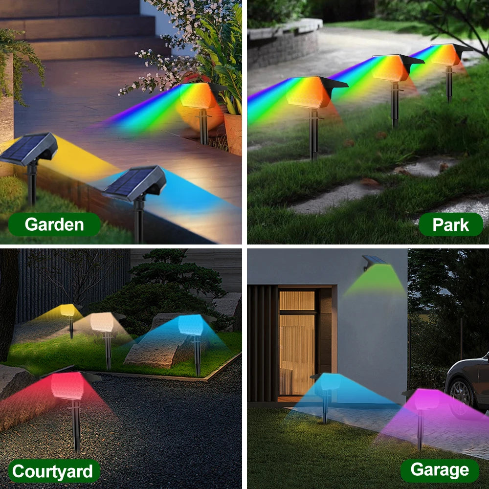 1-4PCS Solar RGB Spot Lights Outdoor 37 LED Color Changing Landscape Lights IP65 Dusk to Dawn Solar Powered Garden Yard Patio Zpaxo