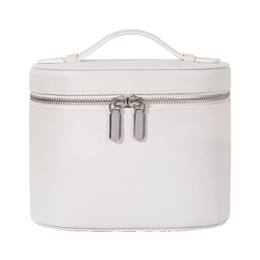 PU Leather Travel Makeup Bag – Large Capacity Cosmetic Organizer Travel Makeup Bag Zpaxo White