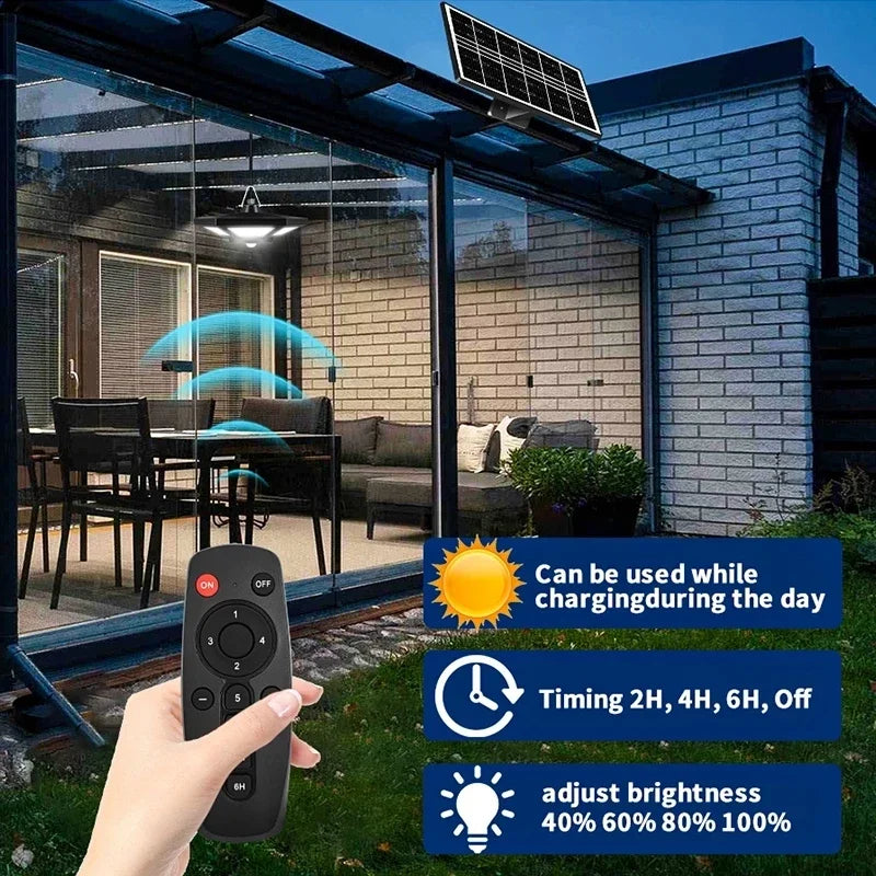 Solar Powered Shed Pendant Lamp Outdoor 5 Mode Lighting Daytime Zpaxo