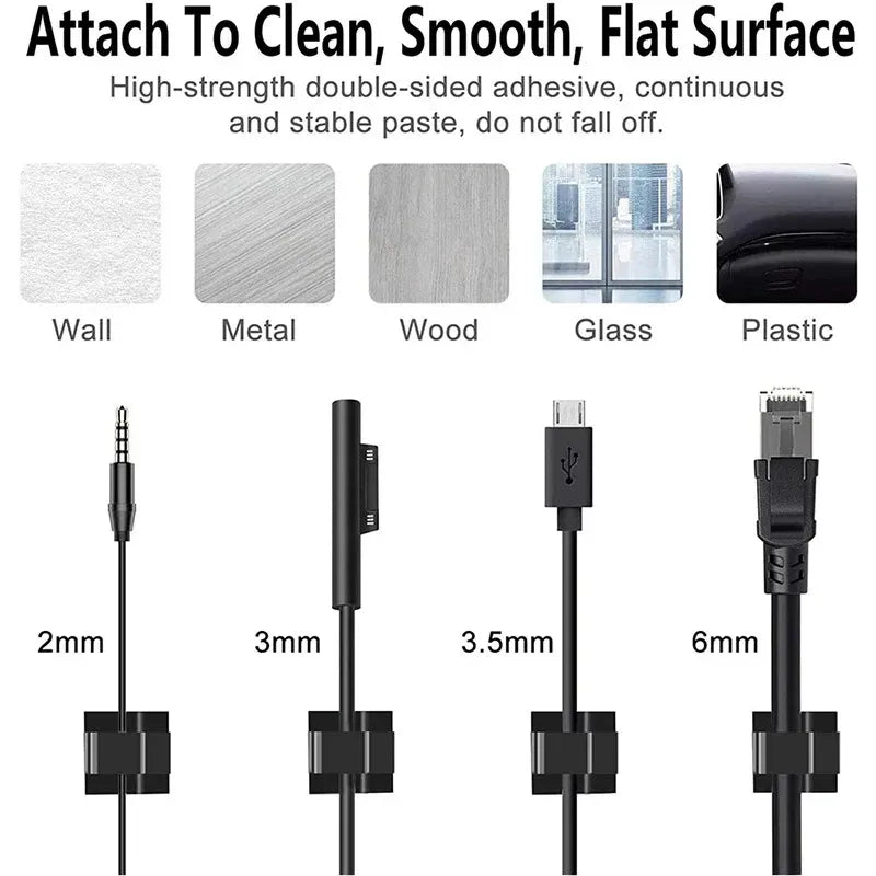 Self-Adhesive Cable Clips – Wire Cord Management Organizer 10–50 Pack