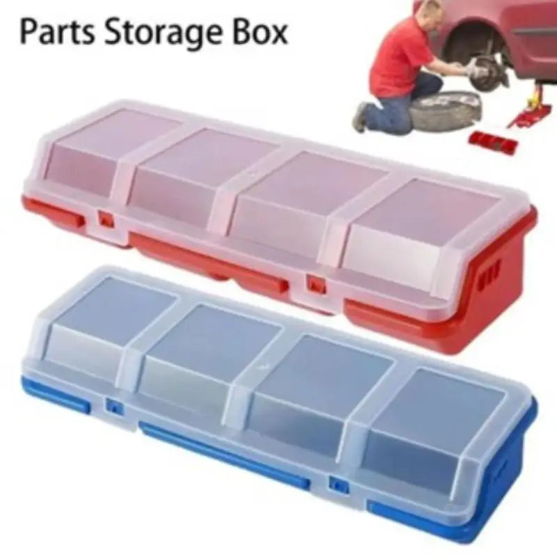 4-Grid Plastic Hardware Storage Box with Lid | Screw Organizer