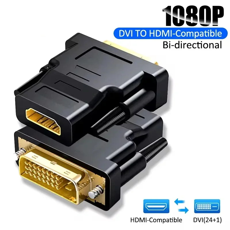 DVI to HDMI Adapter DVI 24+1 to HDMI-Compatible Plated Plug DVI Male to HDMI-compatible Video Converter for PC HDTV Projector Zpaxo