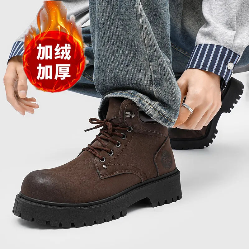 Men Boots Winter Slippers Warm Waterproof Non-slip Plush Sneakers