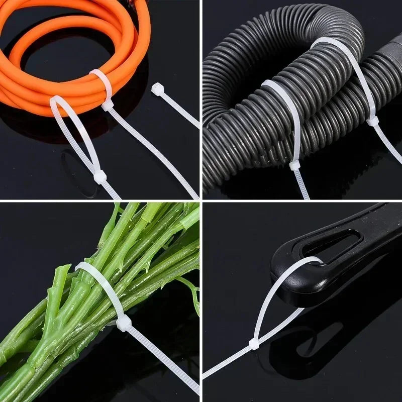 Nylon Cable Ties Adjustable Self-locking Cord Ties Straps Fastening Loop Reusable Plastic Wire Ties For Home Office Zpaxo