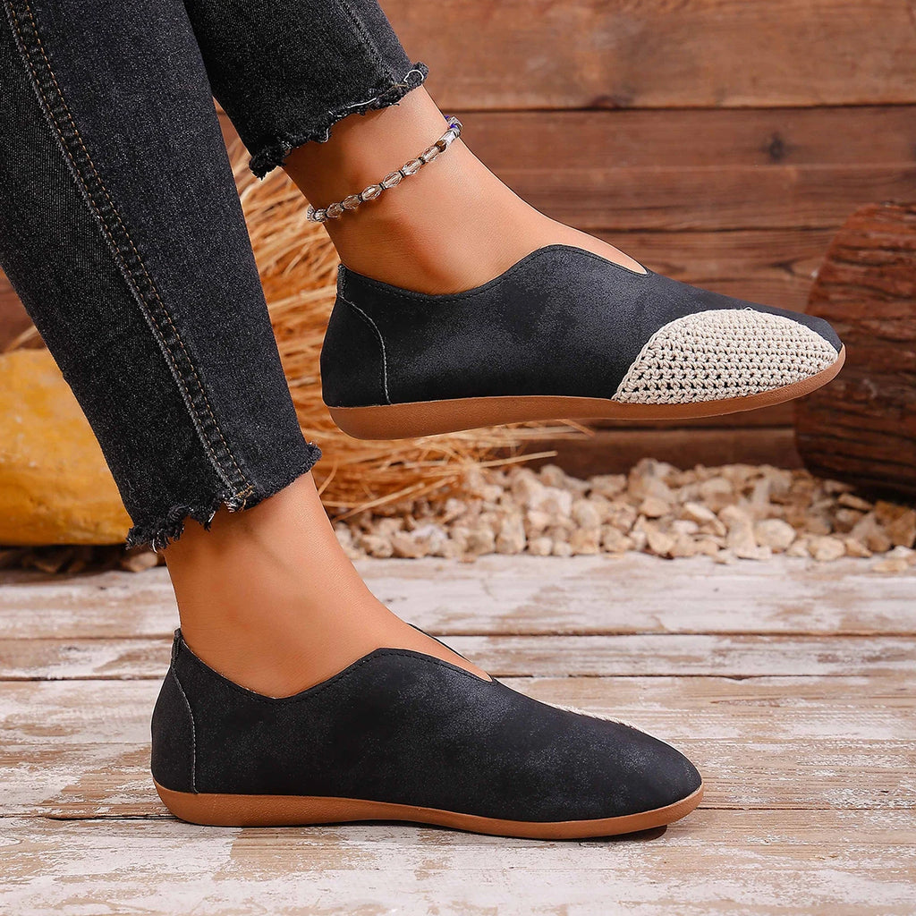 Spring Autumn Women Flats Retro Leisure Leather Shoes Women Casual Comfortable Loafers Breathable Round-headed Sneakers Women Zpaxo black 41