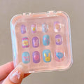 Hot Cartoon Children Wearing Nails Cherry Love Heart Cute Press on Nail Detachable Long Nail Sticker for Girls Students Zpaxo Rabbit