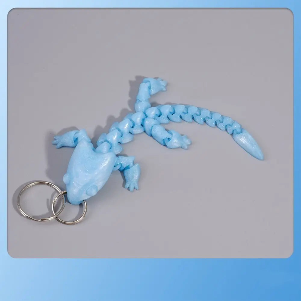 3D Printed Chinese Dragon Keychain Fidget Cartoon Adjustable Body Joints Pendant Mini Charms Articulated Dragon Lizard Zpaxo
