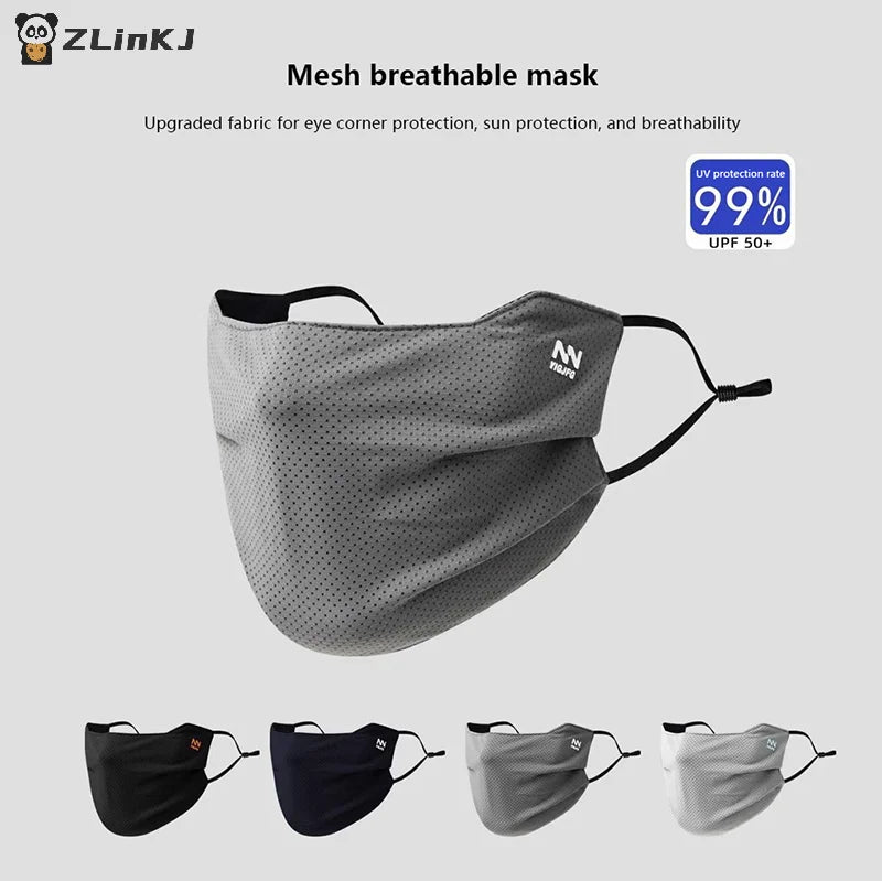 ▶1Pc Sun Protection Face Mask For Men Reusable Breathable UV Face Shield Solid Color Washable Face Mask Summer Cycling Face Mask Zpaxo