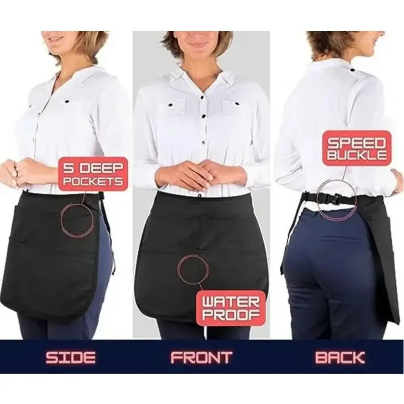 Hair Stylist Half Apron – 5 Pockets Waterproof Barber Apron Stylist Work Apron Zpaxo