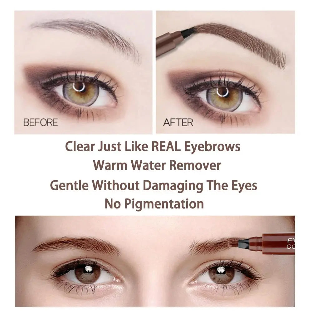 Waterproof Eyebrow Pen, Microblading Eyebrow Pencil With 4 Split Head, Natural Looking Brows Makeup ( 5 Colors) Zpaxo