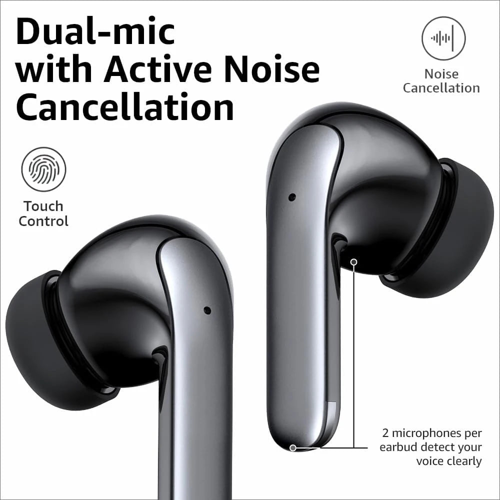 Active Noise Cancelling Bluetooth Wireless Earbuds 4 Mics ENC Clear