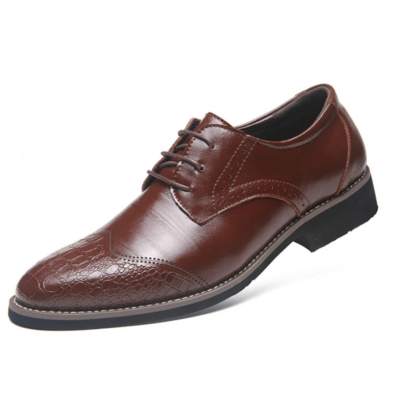 Mens Multi Croc Embossed Brogue Oxfords Classic Lace Up Formal Dress Zpaxo