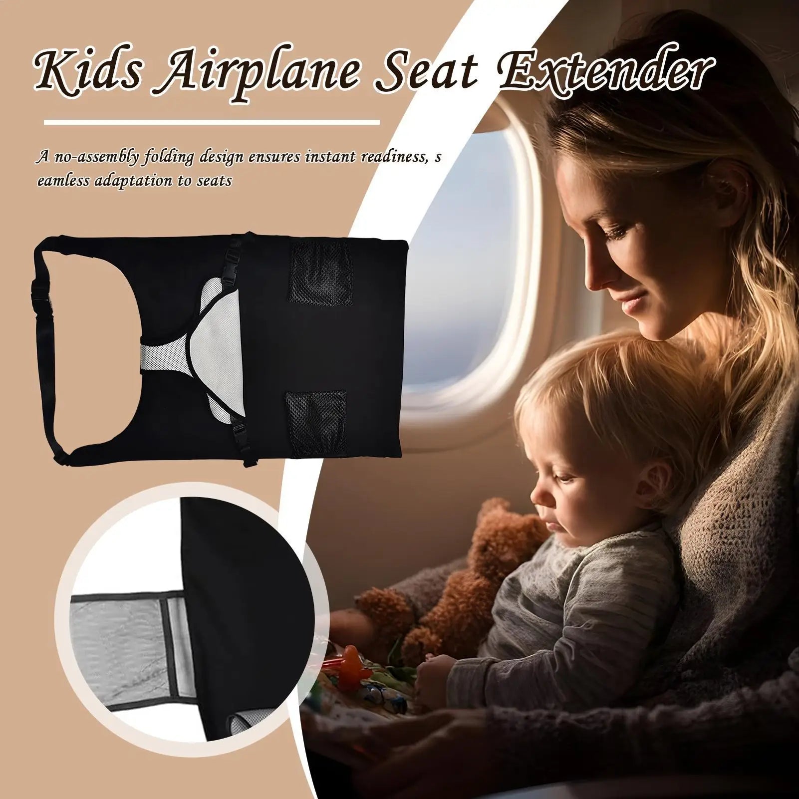 Adjustable Airplane Seat Extender Toddler Kids Travel Sleep Aid