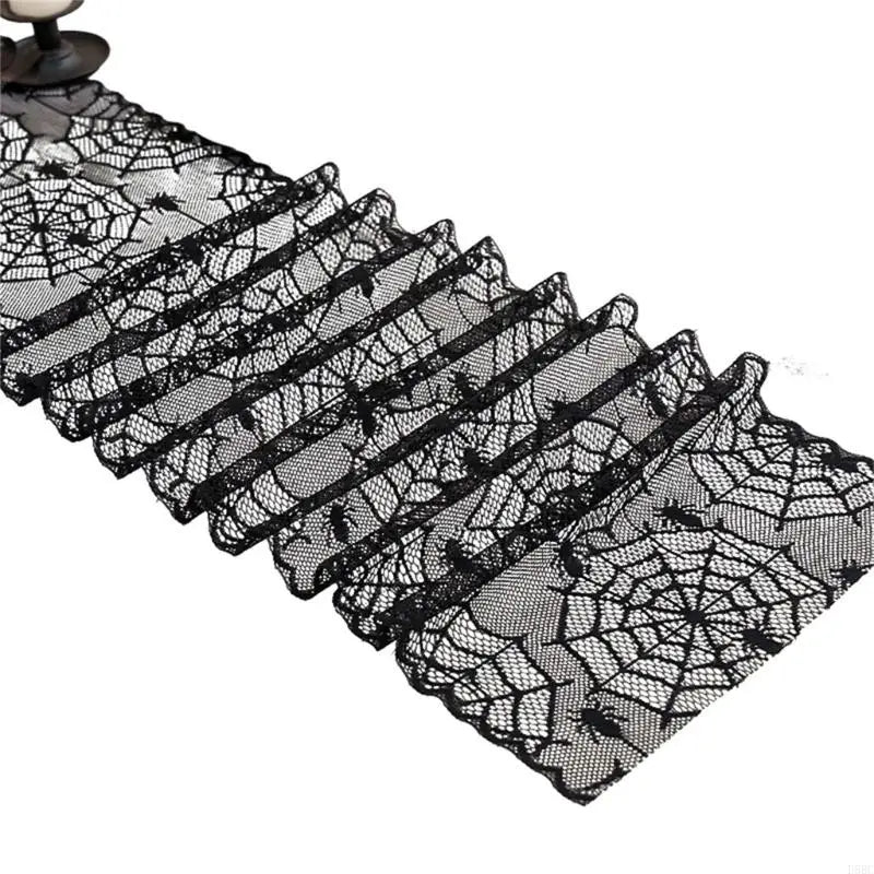 Elegant Black Lace Halloweens Tablecloth Polyester Fabric Party