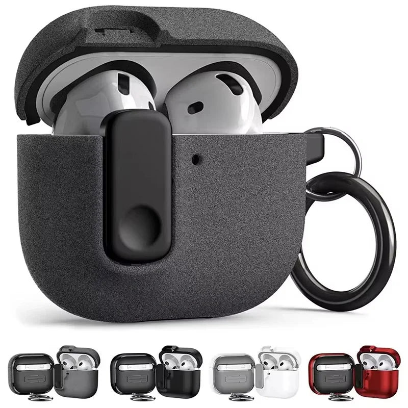 Shockproof Earphone Case For Apple AirPods 4 3 Security Lock Protective Cover For Airpods Pro 1st 2nd Gen With Anti-loss Lanyard Zpaxo