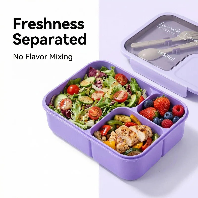 Bento Box-Portable lunch box with built-in tableware and sauce box, square meal reserve box for school, office and travel Zpaxo