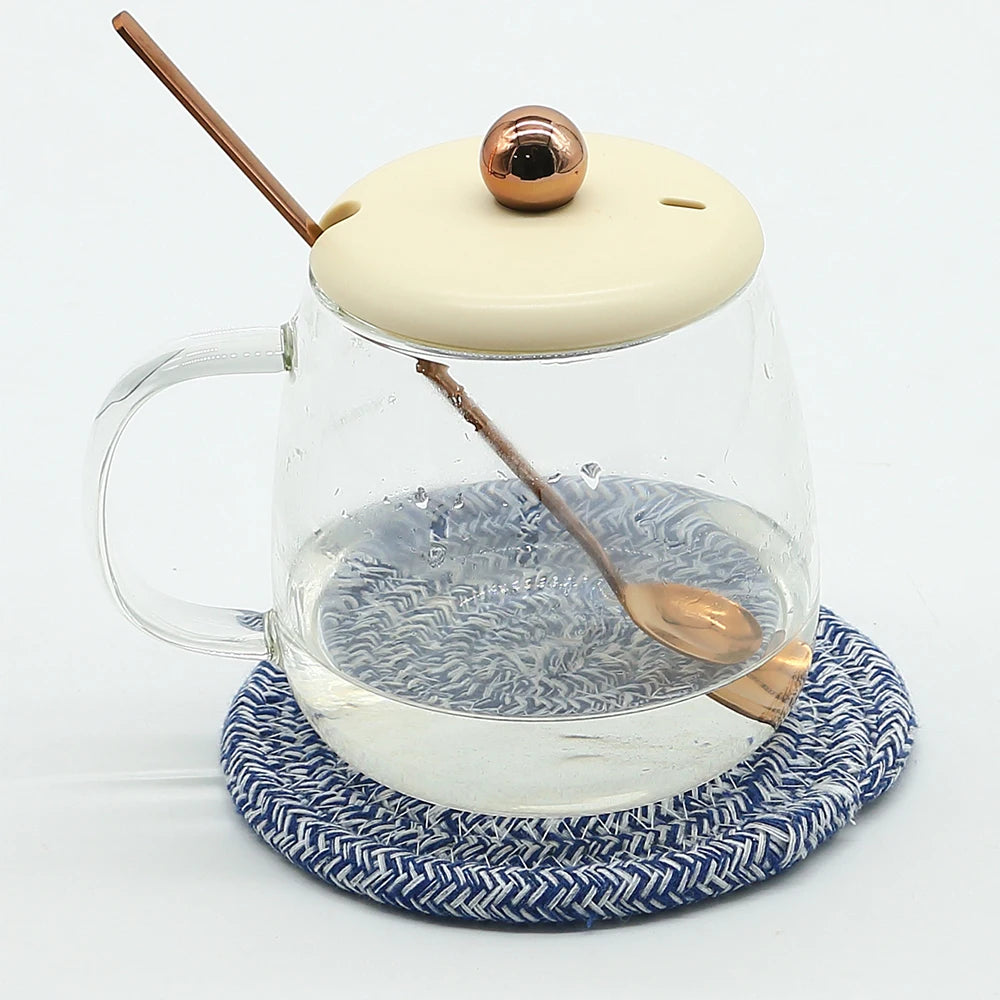 1PC Cotton Thread Cup Mat 12cm Round Coaster Knitting Table Mat Pot Holder Coffee Drink Tea Cup Woven Anti-Scalding Mat Zpaxo