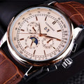 Forsining Retro Mechancial Watches Moon Phase Shanghai Movement Rose Gold Case Brown Leather Strap Luxury Automatic Mens Watch Zpaxo mocha