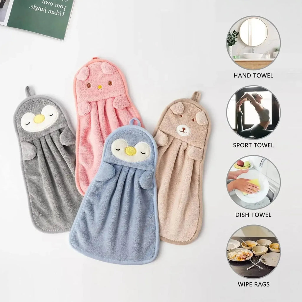 Cute Animal Hand Towens Hanging Loop Home Bathroom Kitchen Household
