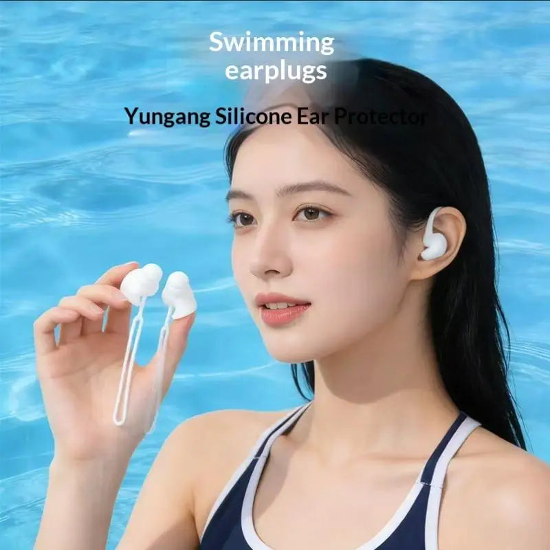 Silicone Swimming Ear Plugs with Lanyard & Nose Clip | 1 Pair Swimming Ear Plugs Zpaxo