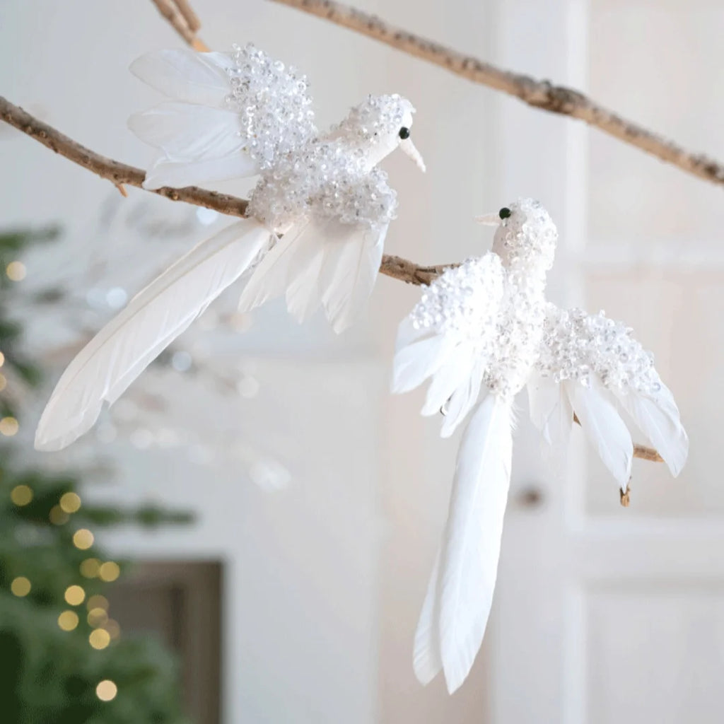 2-Pack Feather Hummingbird Christmas Ornaments – Glitter Birds Christmas Ornaments Zpaxo