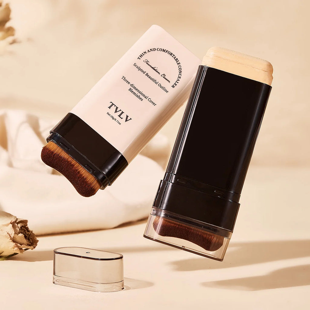 Brush-Tip Concealer Foundation Cream - Enhance Makeup Long Lasting Pigmented, Natural Soft Daily Look Zpaxo