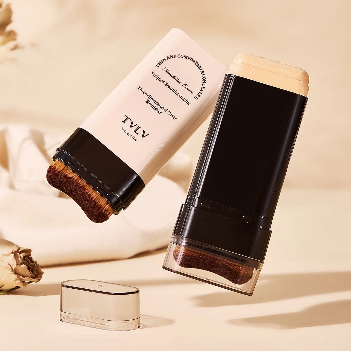 Brush-Tip Concealer Foundation Cream - Enhance Makeup Long Lasting Pigmented, Natural Soft Daily Look Zpaxo