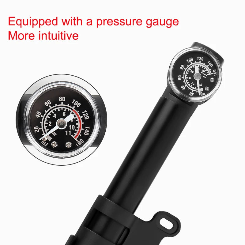 Bicycle Pump Portable High Pressure Bike Pump with Gauge for Universal Handheld Tire Inflation Lightweight Cycling Accesseries Zpaxo