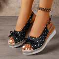 French Retro Polka Dot Wedge Heel Peep Toe Sandals Women Summer 2026