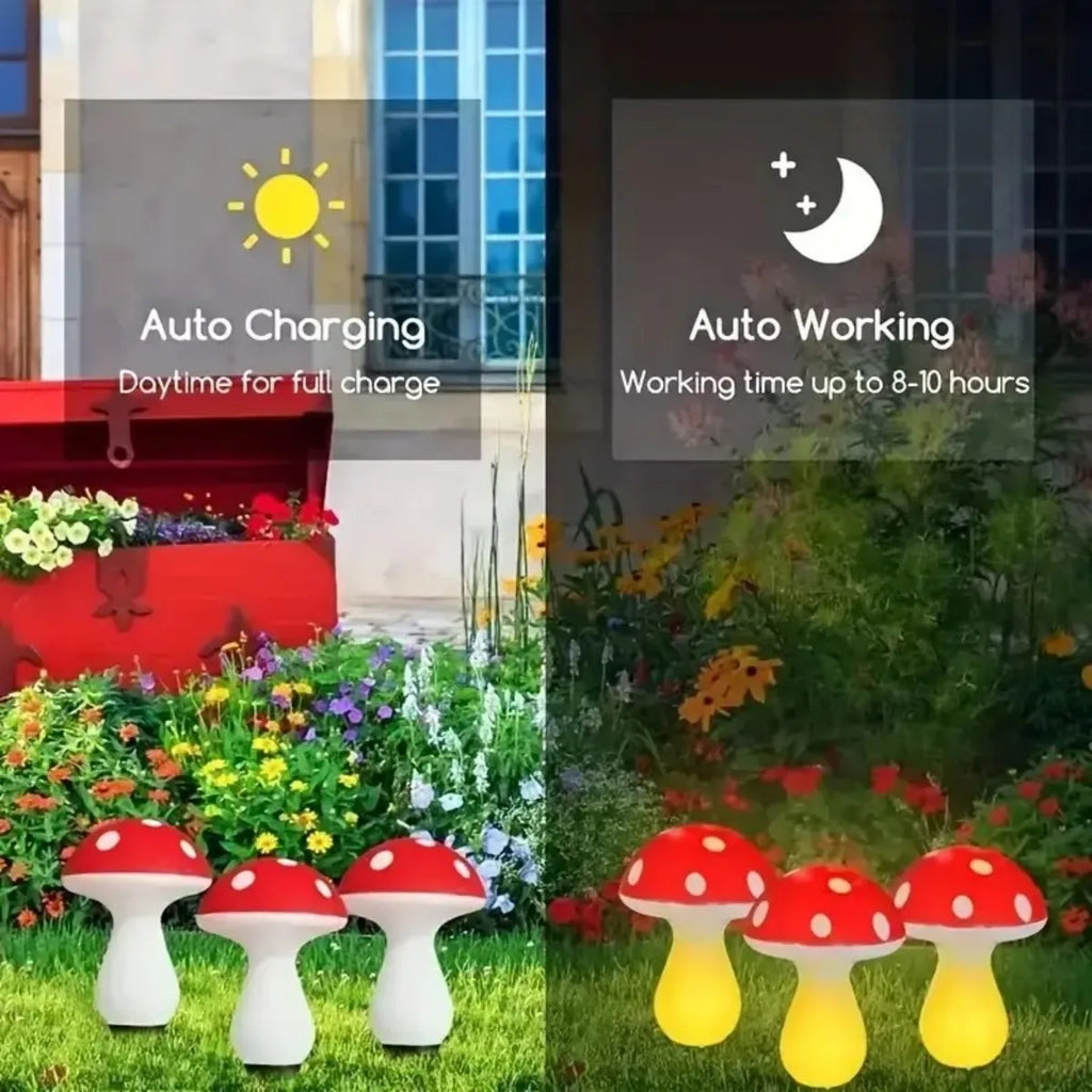 Solar Outdoor Lights Cute Garden Mushroom Decorative Pile String Zpaxo