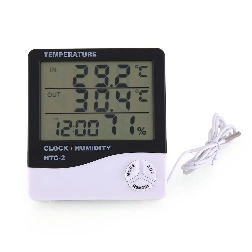 LCD Digital Thermometer Hygrometer – Indoor Humidity & Temp Meter Thermometer Hygrometer Zpaxo HTC-2 white