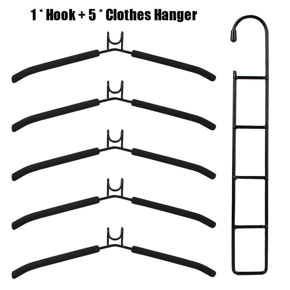 5 Layer Mounted Hanger Household One-piece Clothes Detachable Storage