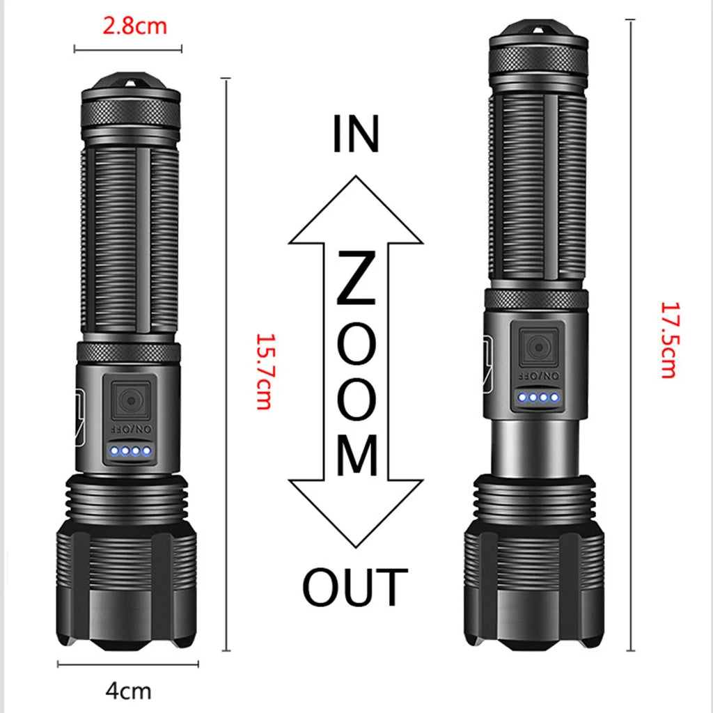 ZHIYU XHP70 Rechargeable Tactical Flashlight – 18650 USB-C