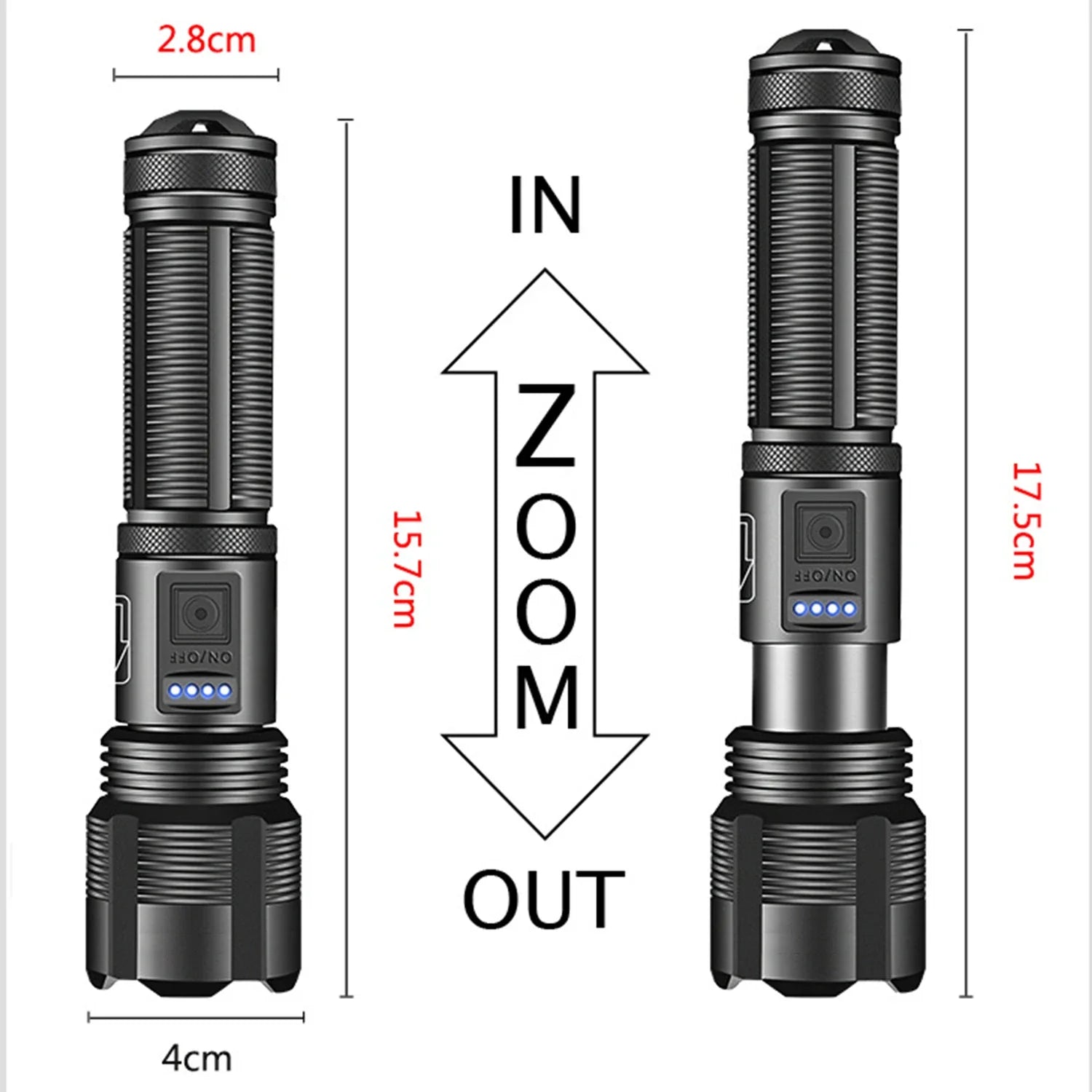 ZHIYU XHP70 Rechargeable Tactical Flashlight – 18650 USB-C