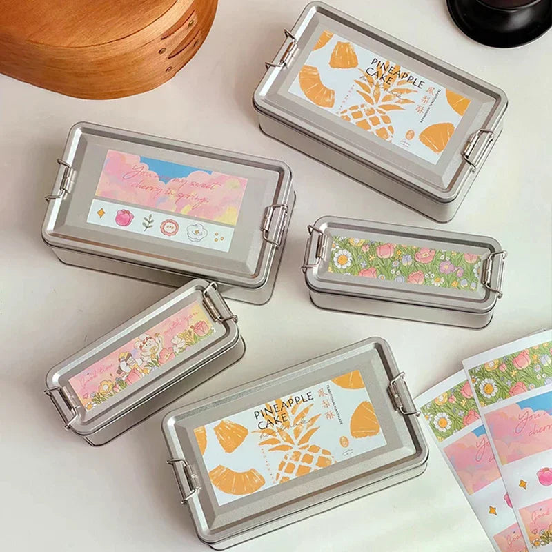 For Candy Coffee Tea Jewelry Chocolate Rectangular Tinplate Cookie Tins Box With Lid Dustproof Home Kitchen Desktop Storage Tin Zpaxo