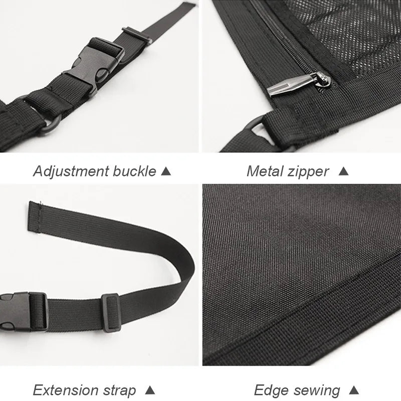 Car Roof Net Storage Bag Adjustable Double-layer Zipper Mesh Ceiling