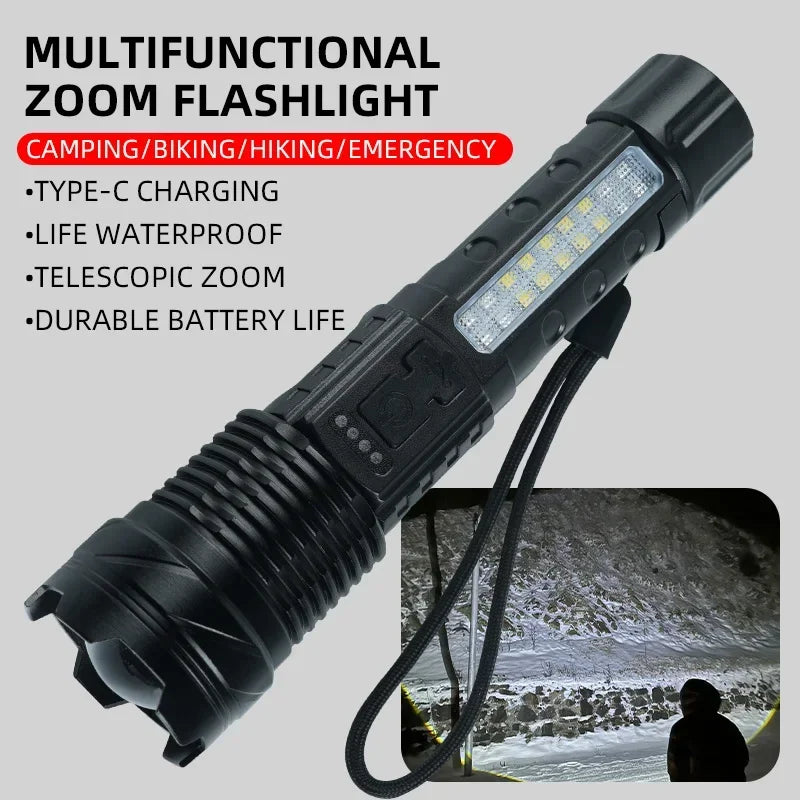 ESMARTER P50 COB LED Flashlight 1000LM Rechargeable Zoomable Torch