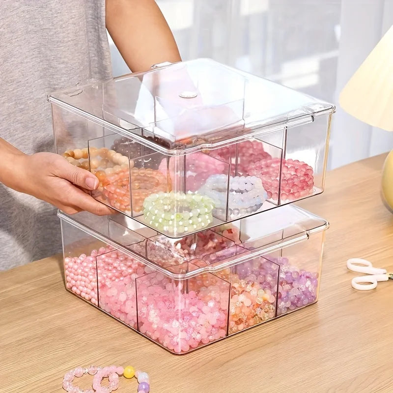 Acrylic Bead Organizer Lid Transparent Storage Box Jewelry DIY Crafts