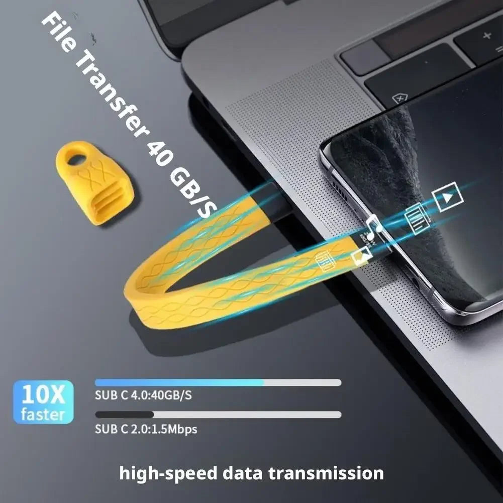 240W USB-C Keychain Cable 40Gbps Fast Charging & Data Transfer USB-C Charging Cable Zpaxo